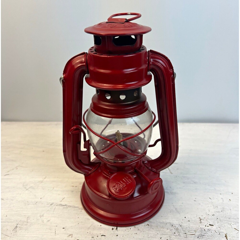 Stansport Red Mini Hurricane Lantern 130 Kerosene Oil Lamp 7.5in